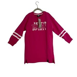 NWT Jeep Spirit 1941 Pink Logo Sweatshirt Dress Girls Size 120/56 fits like 6-7